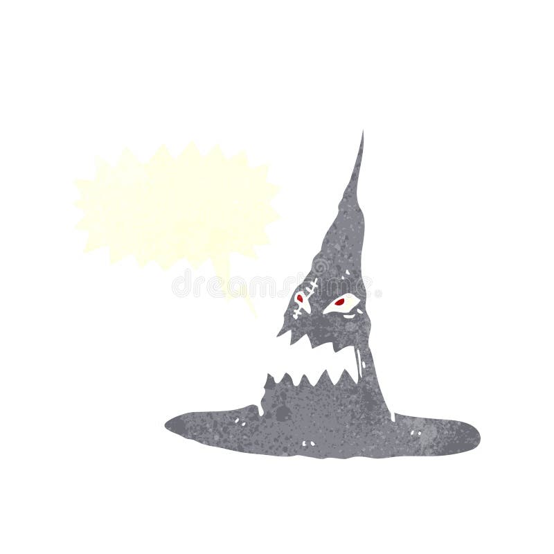 Cartoon Spooky Witches Hat with Speech Bubble Stock Illustration