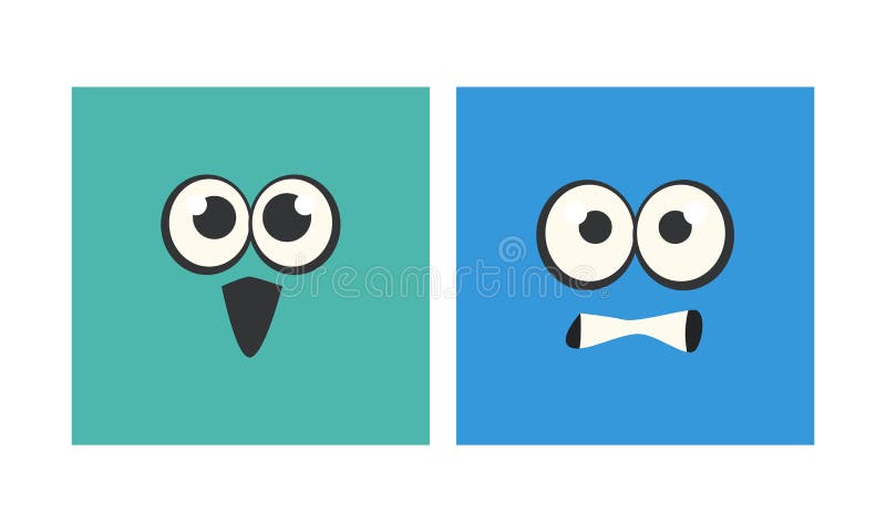 Cartoon Square Face with Emotion Expression Vector Set Stock Vector -  Illustration of facial, smiley: 230678396