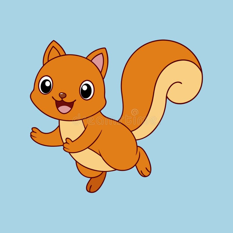 Cartoon Squirrel med orange päls på blå bakgrundskonst stock illustrationer