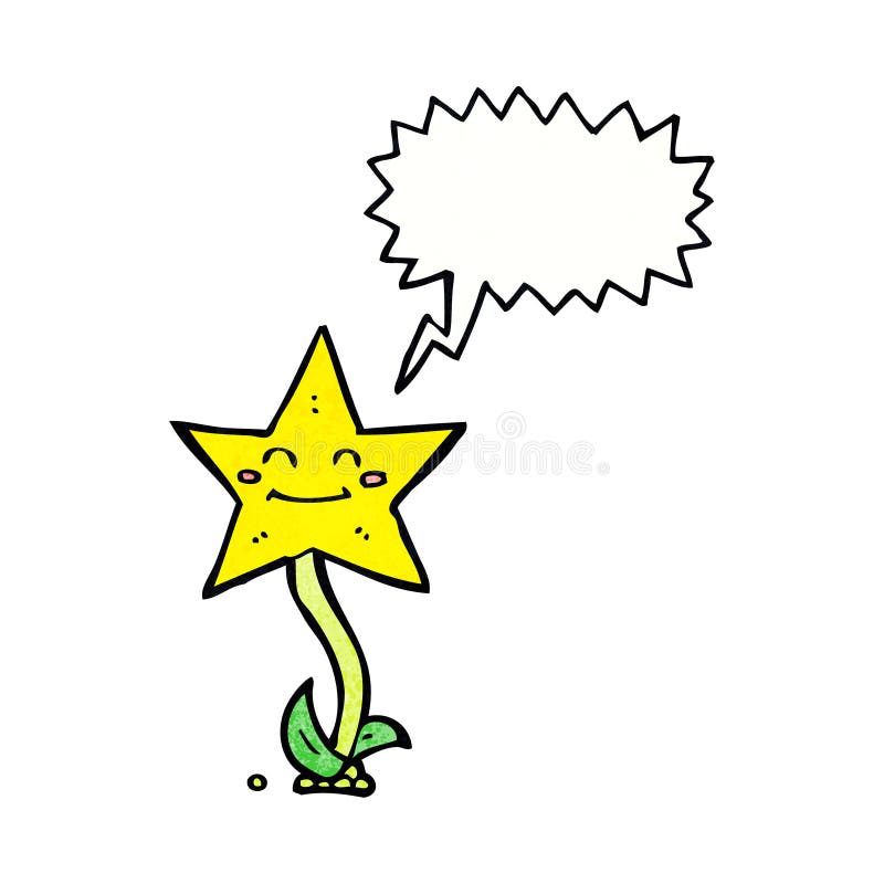 cartoon star flower with speech bubble