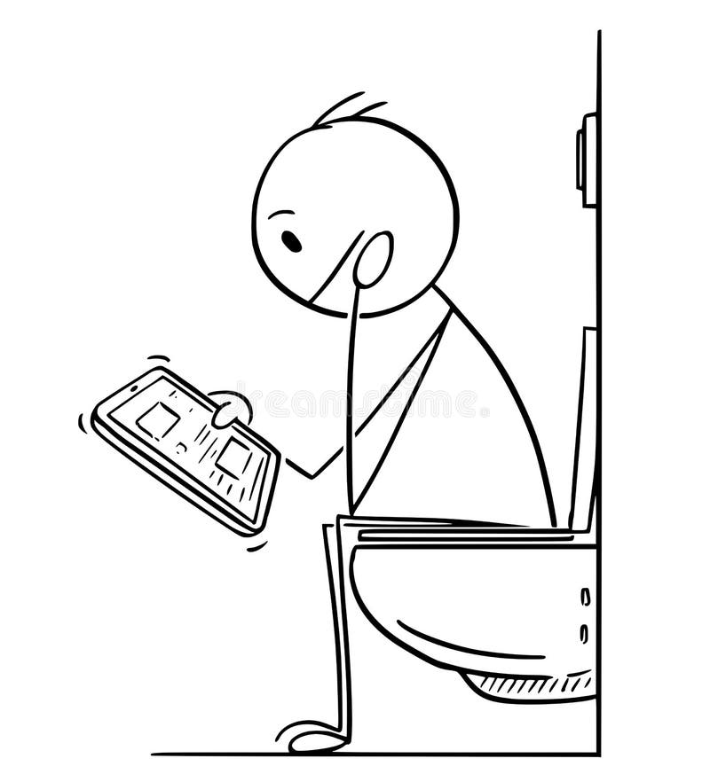 nødvendighed gavnlig maskine Cartoon of Man or Businessman Reading on Tablet while Sitting on Toilet  Stock Vector - Illustration of pooping, pause: 119784774