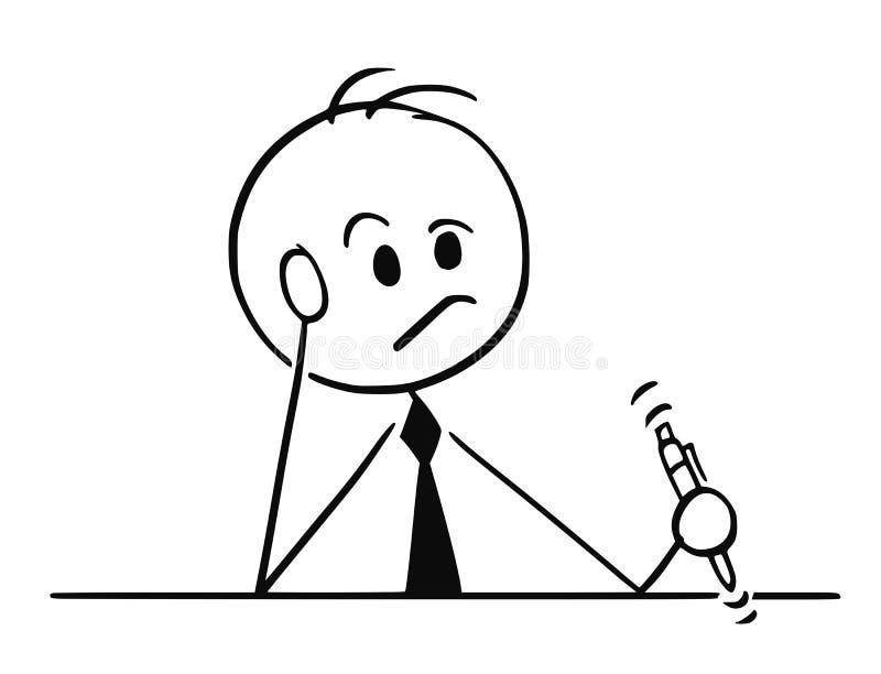 Cartoon of Businessman Thinking Hard with Pen in Hand Stock Vector - Illustration of financial, design: 139619127 Cartoon of Businessman Thinking Hard with Pen in Hand Stock Vector - Illustration of financial, design: 139619127