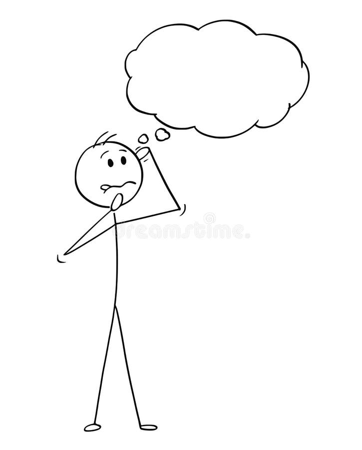 Cartoon of Man or Businessman Thinking Hard with Empty Speech Bubble ...