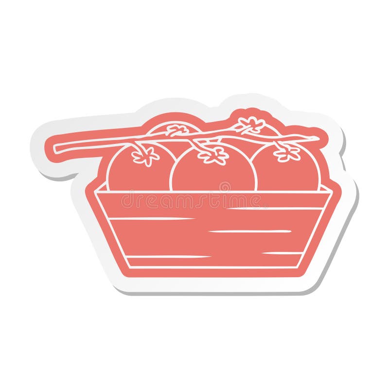 Cartoon Sticker of a Box of Tomatoes Stock Vector Illustration of