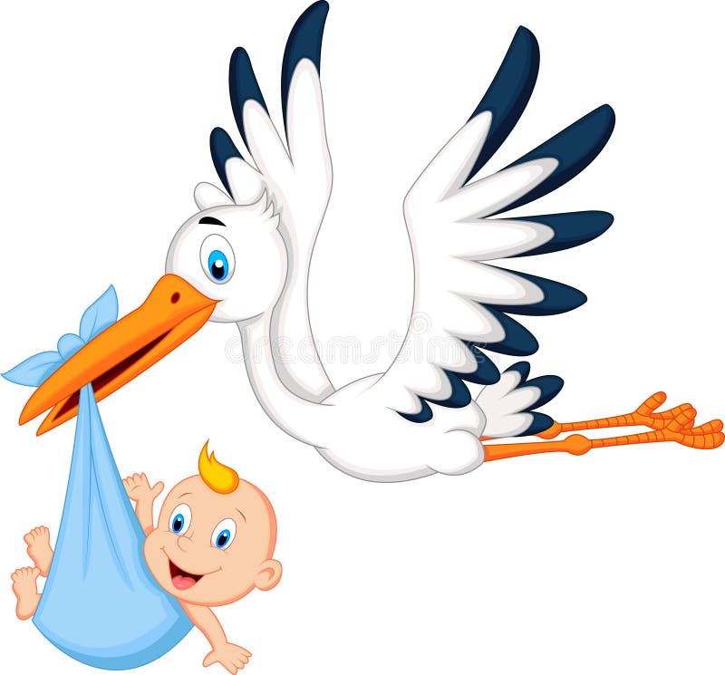 Cartoon Stork Carrying Baby Stock Vector - Illustration of child ...