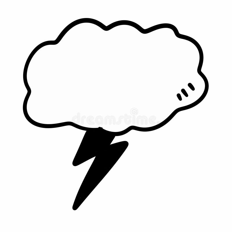 Cartoon storm cloud with lightning symbol vector illustration