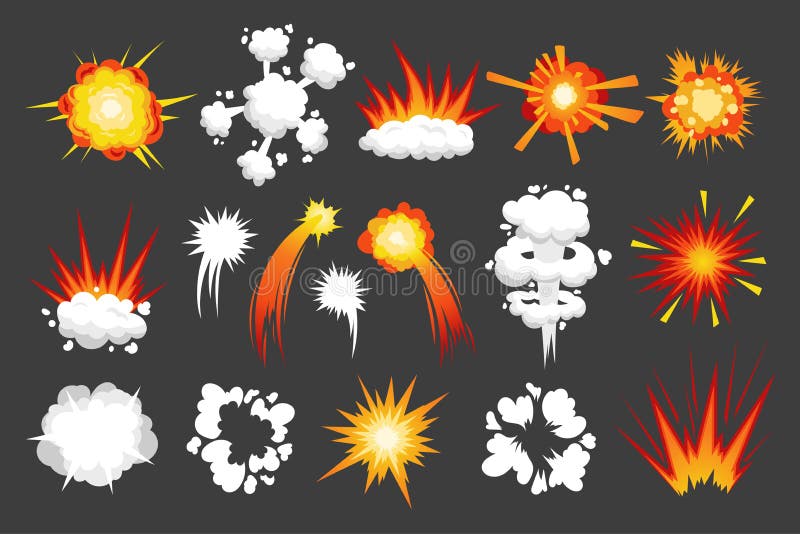 Cartoon Strike Effect. White Hit Impact and Explosion Comic Effect