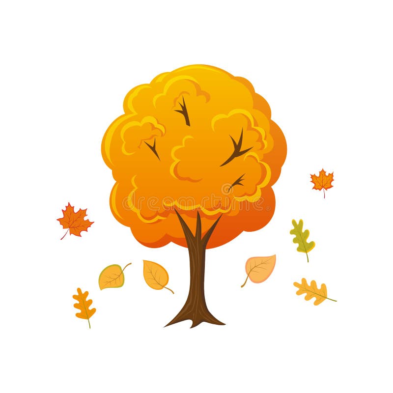 Cartoon Style Autumn Tree with Leaves Falling Down Stock Vector - Illustration of background, design: 99686022 Cartoon Style Autumn Tree with Leaves Falling Down Stock Vector - Illustration of background, design: 99686022