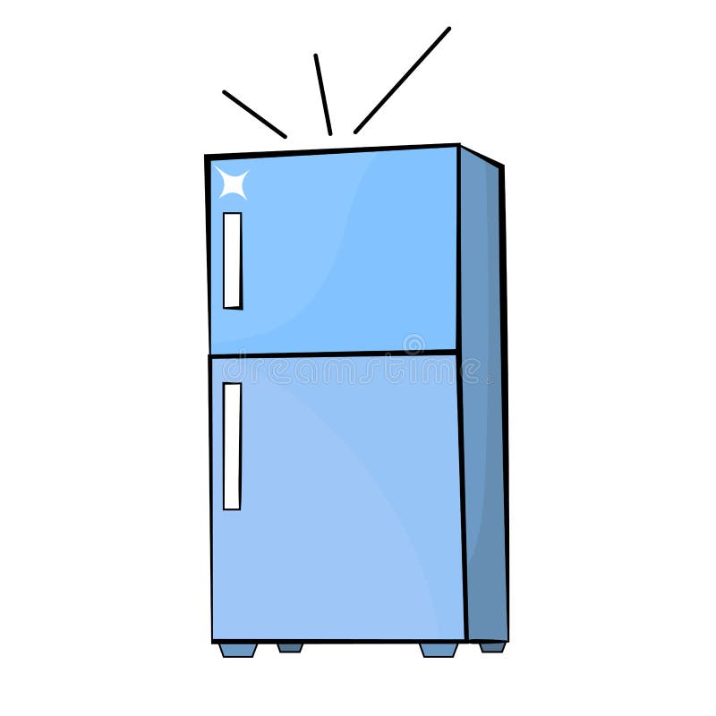 Cartoon Style Fridge Drawing Stock Vector - Illustration of freezer