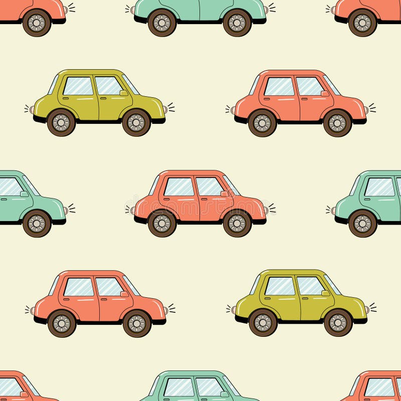 Cartoon style hand drawn car seamless pattern royalty free illustration Cartoon style hand drawn car seamless pattern royalty free illustration