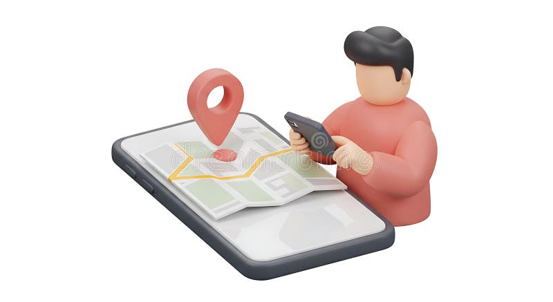 A cartoon-style illustration featuring a male figure using a smartphone. The figure vector illustration