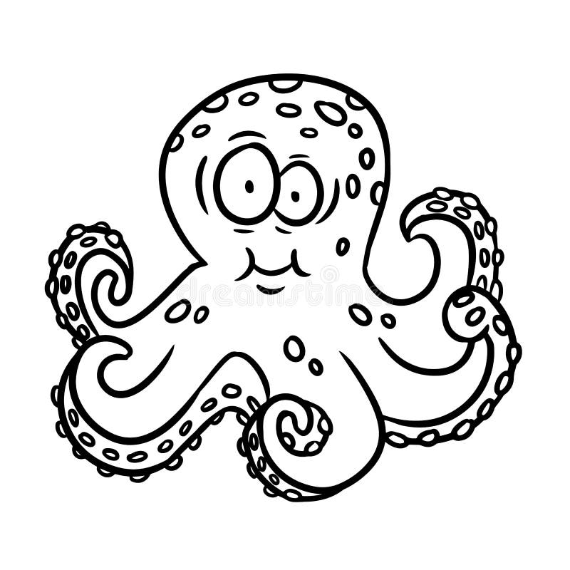 Cartoon Style Octopus Illustration. Vector Isolated Coloring Outline Stock  Vector - Illustration of hand, summer: 144086416