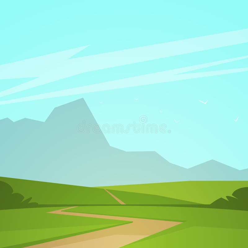 Cartoon Summer Landscape stock vector. Illustration of rural - 52680542