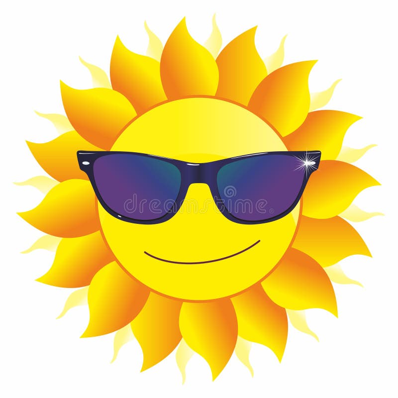 Cartoon Sun Character Wearing Sunglasses Stock Illustrations 785