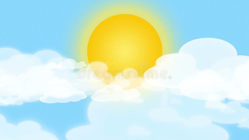 Cartoon Sun, Clouds and Blue Sky Stock Video - Video of loopable, video:  43651463