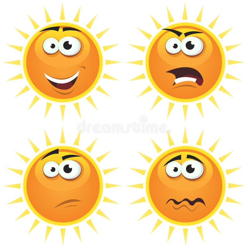 Cartoon Sun Icons Emotions