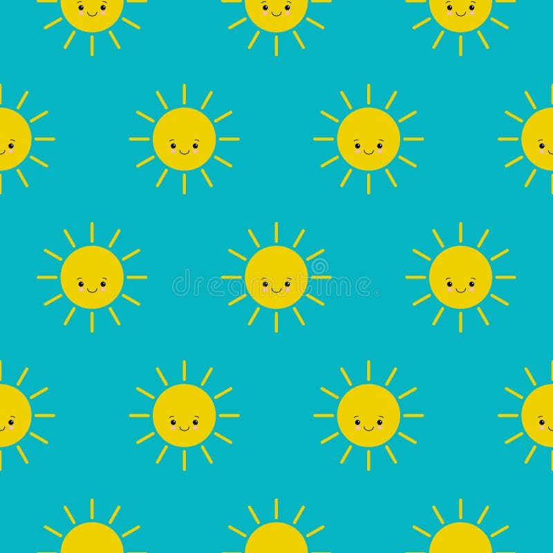 Cartoon Sun Pattern with Cute Sun Cute Vector Colorful Sun Pattern Stock  Vector  Illustration of ornament outline 166927618