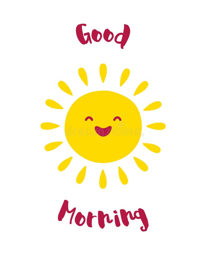 Cartoon Sun Smiles. Good Morning Card Stock Vector - Illustration of ...