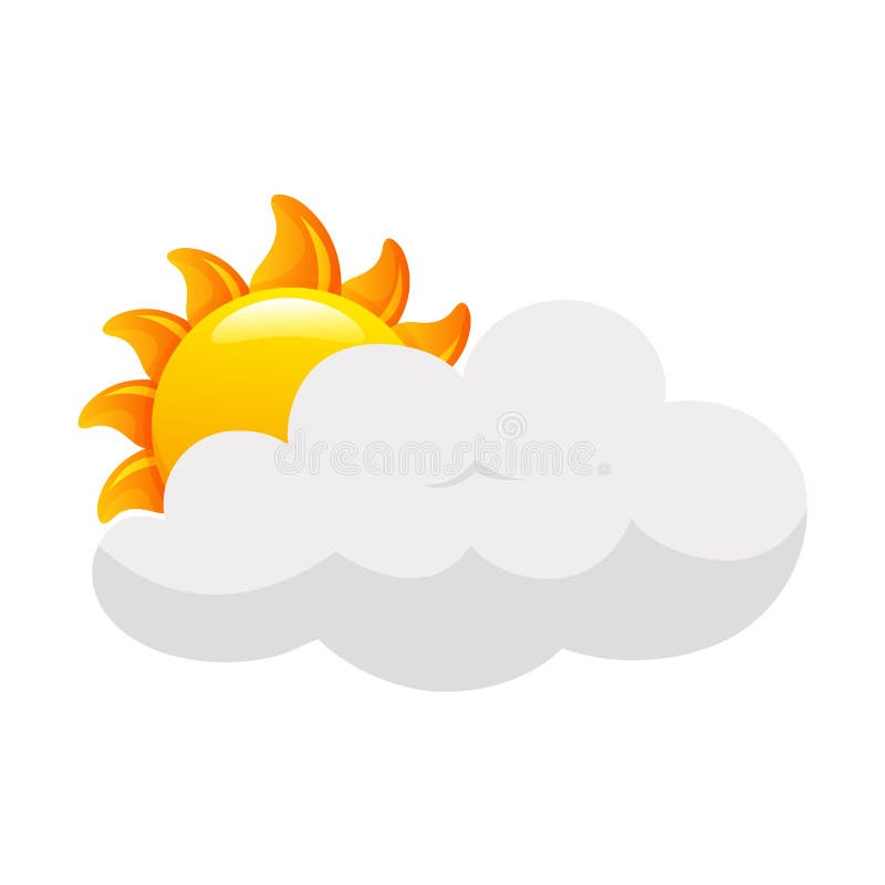 Cartoon Sun Under Cloud.Vector for Kids. Weather Icon Stock Vector ...