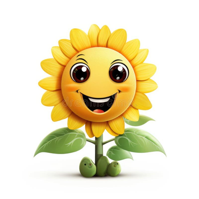 A Cartoon Sunflower with a Happy Face. Stock Illustration