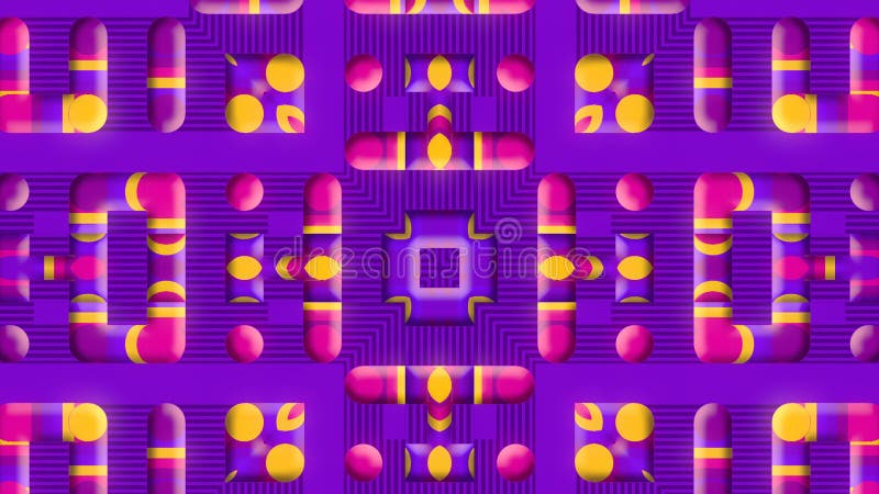 Cartoon symmetrical geometric pattern. 3d rendering digital animation 4K UHD vector illustration