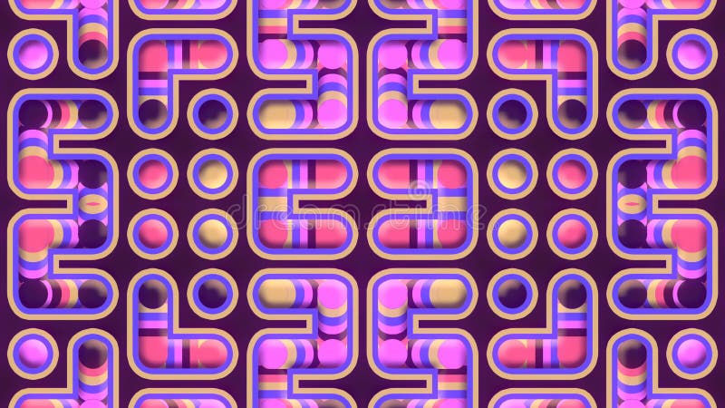 Symmetrical pattern with moving trendy gradient. 3d render digital animation 4K vector illustration