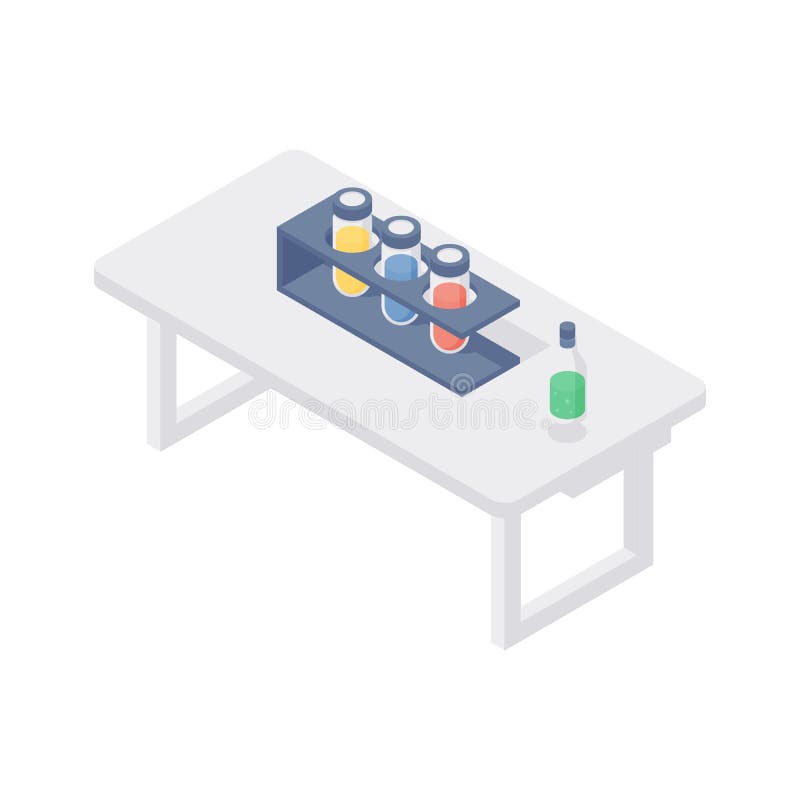 Cartoon Table with Lab Flasks. Isometric Illustration Stock Vector -  Illustration of laboratory, expertise: 210755310