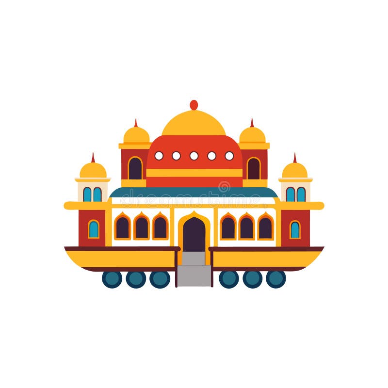 Cartoon Taj Mahal on Wheels Illustration Design Icon stock illustration