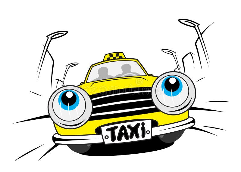 Cartoon taxi car stock vector. Illustration of house - 12624570