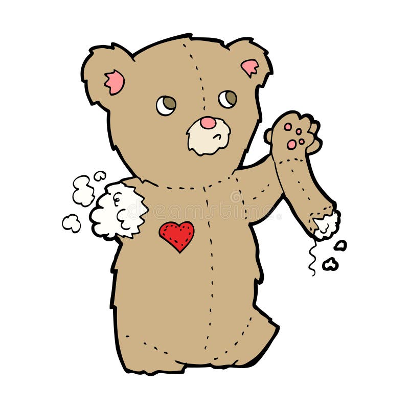 cartoon teddy bear with torn arm