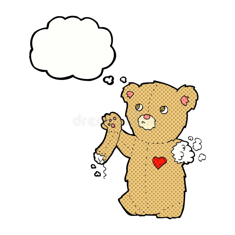 Cartoon of a Ripped Teddy Bear and Stuffing - Royalty Free Vector  Illustration by lineartestpilot #1160938