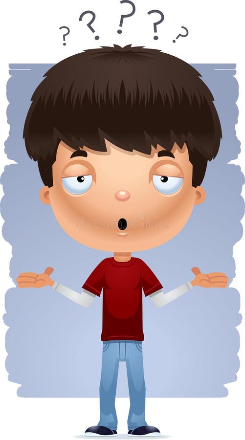Cartoon Teen Boy Shrug stock vector. Illustration of stupid - 118339548
