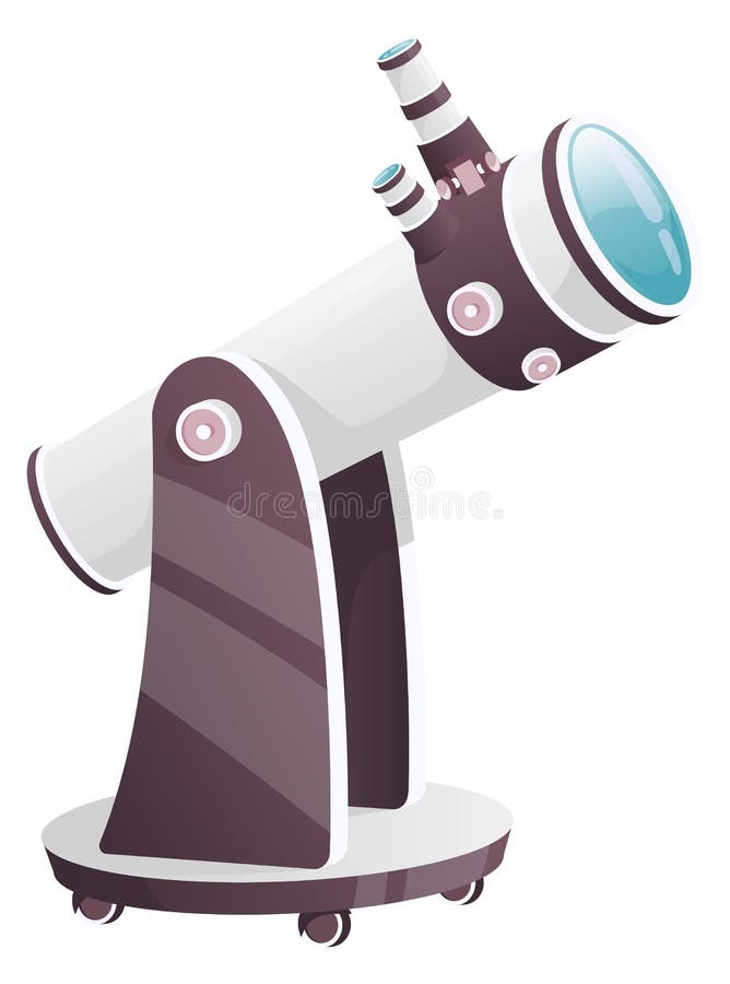 Cartoon Telescope Isolated on White Background. Education and Astronomy