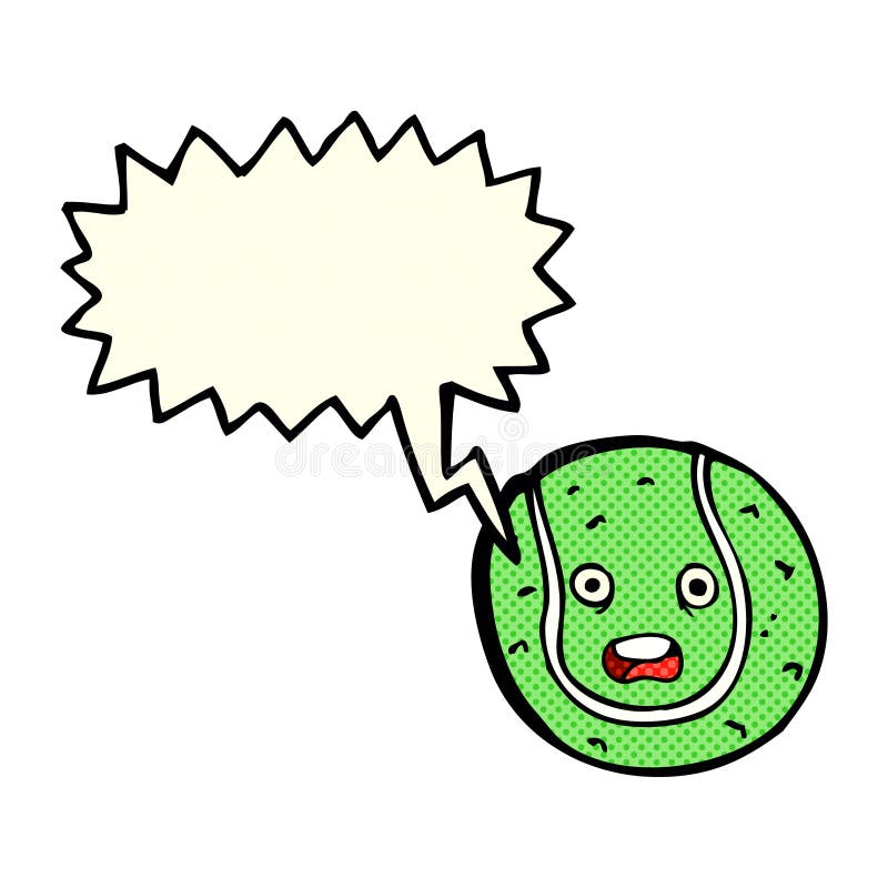Cartoon Tennis Ball with Speech Bubble Stock Illustration