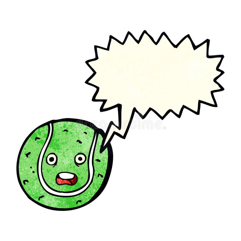 Cartoon Tennis Ball with Speech Bubble Stock Illustration