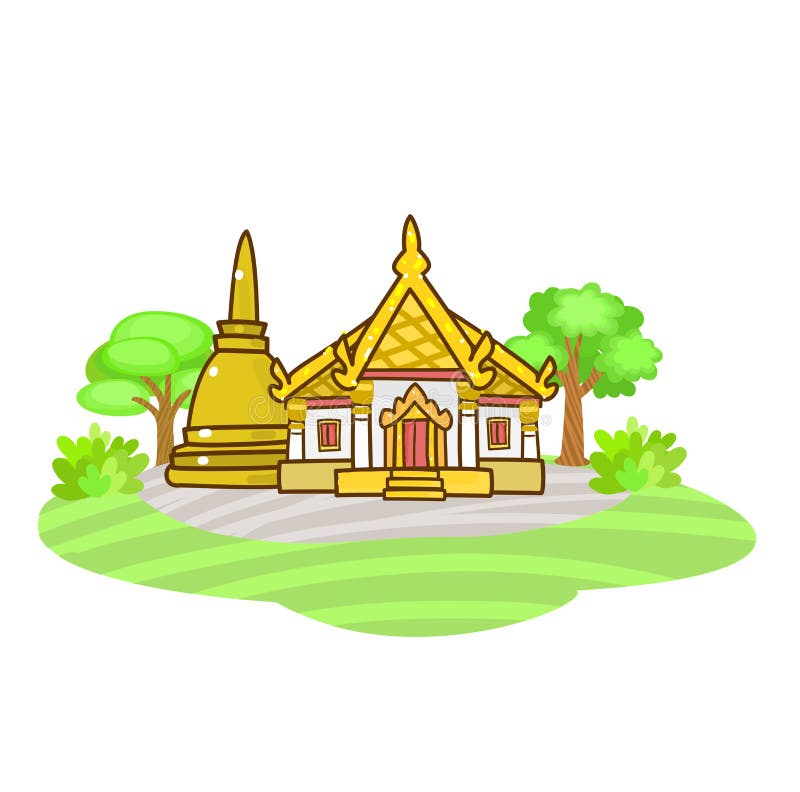Cartoon Thai Temple Vector on Background. Stock Vector - Illustration of  cute, asia: 238216455