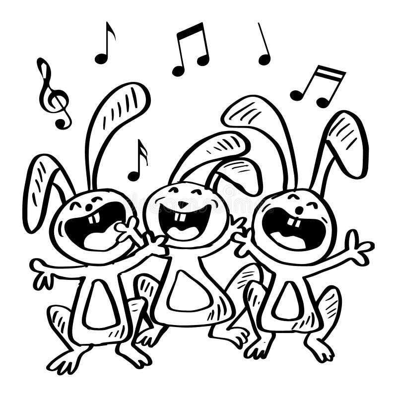 Singing rabbit. Three Rabbits.