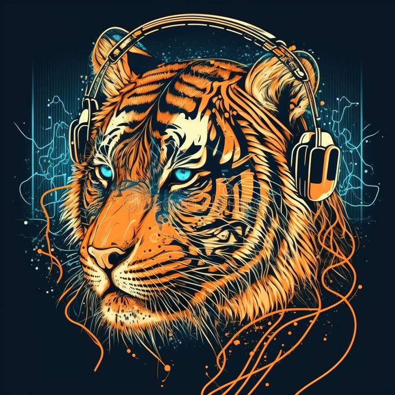 cool colored tiger drawings