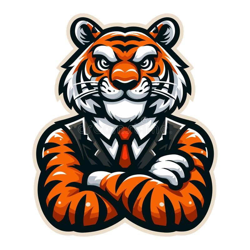 Corporate tiger mascot character design Royalty Free Vector