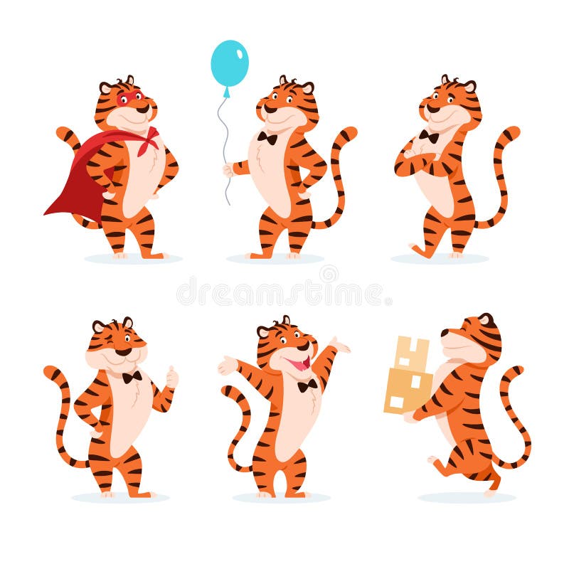 Cartoon Tigers in Santa Hat Set. Holiday Character Stock Vector - Illustration of childish, wildcat: 230694601 Cartoon Tigers in Santa Hat Set. Holiday Character Stock Vector - Illustration of childish, wildcat: 230694601