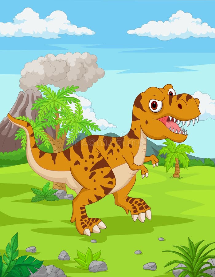 Desenho animado tiranossauro rex réptil pré-histórico grande dinossauro  verde elemento vetorial plano colorido para jogo para celular ou  enciclopédia infantil