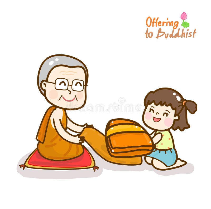 Cartoon To Make Merit To Monk. Stock Vector - Illustration of center, design: 238023101 Cartoon To Make Merit To Monk. Stock Vector - Illustration of center, design: 238023101
