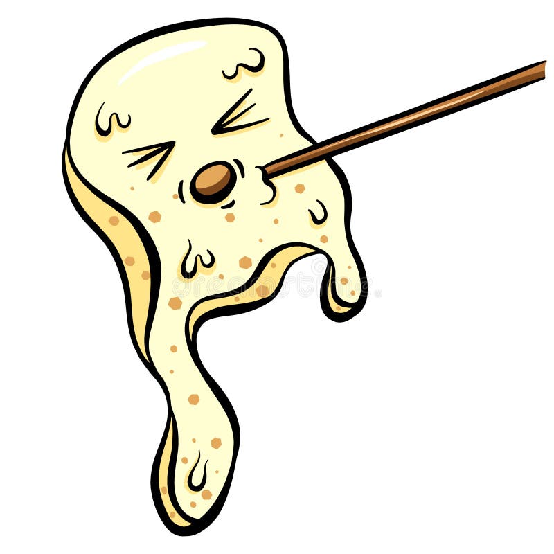 A Cartoon Toasted Melting Marshmallow On A Stick Vector Illustration