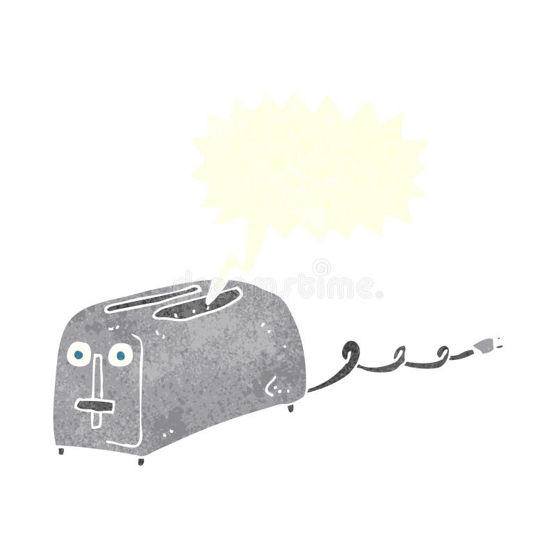 cartoon toaster with speech bubble