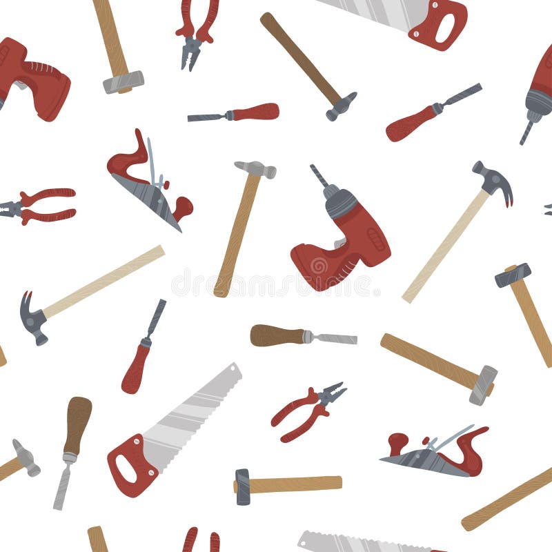 Cartoon Tools Background Seamless Vector Texture with Hardware
