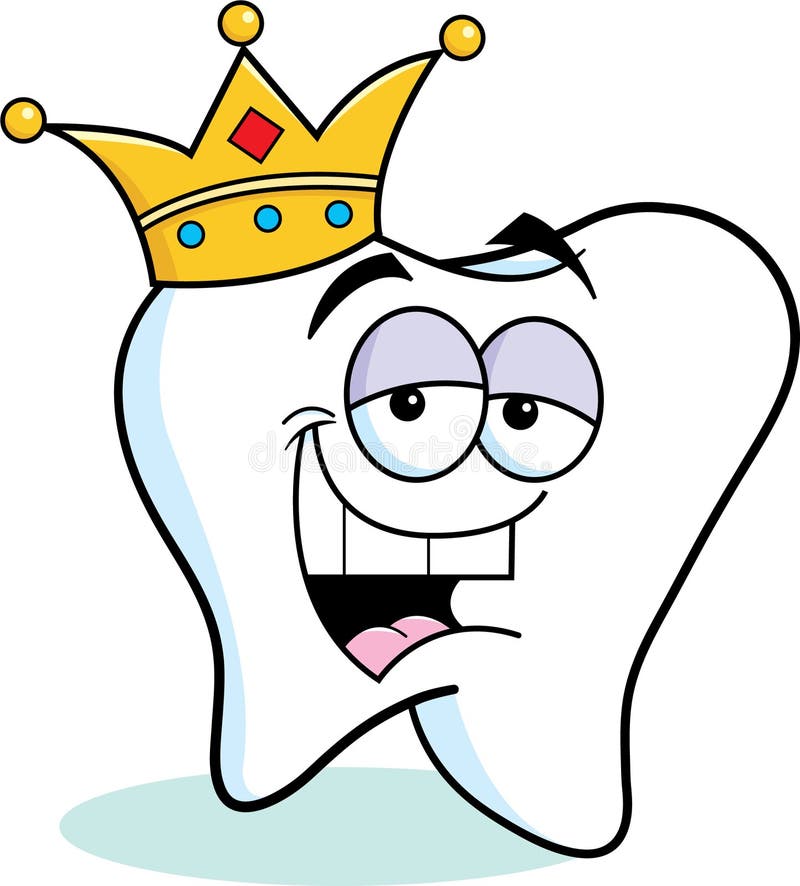 Cartoon Tooth Wearing a Crown Stock Vector Illustration of dental