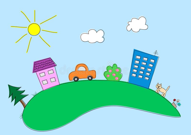 Cartoon town stock illustration