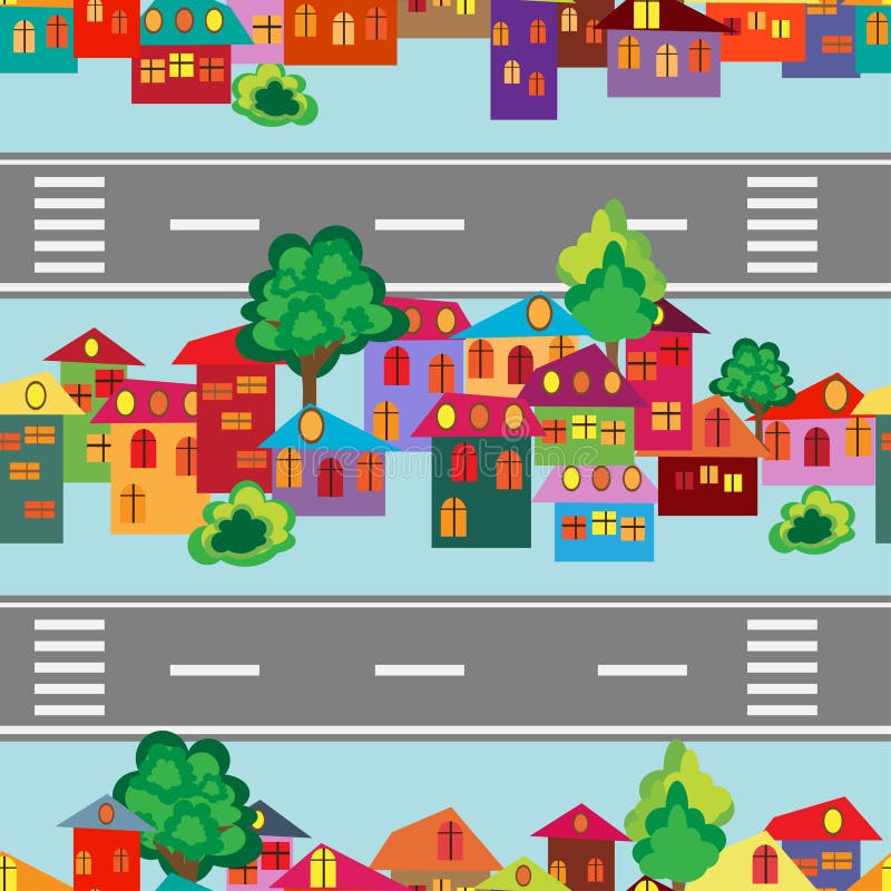 Cartoon town stock illustration