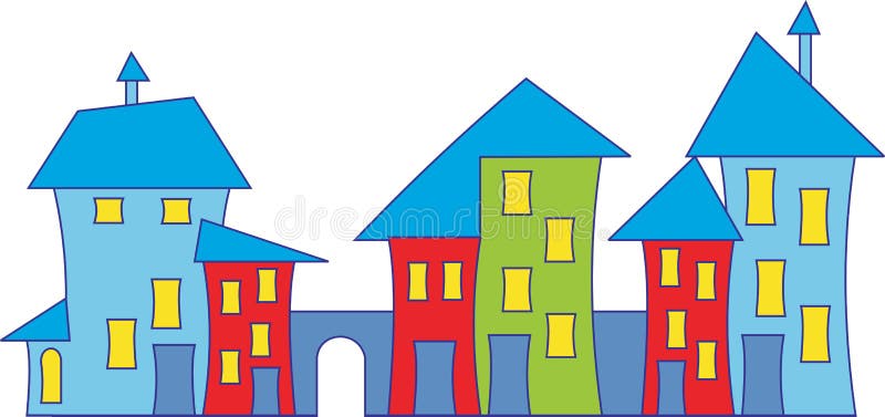Cartoon town house vector illustration