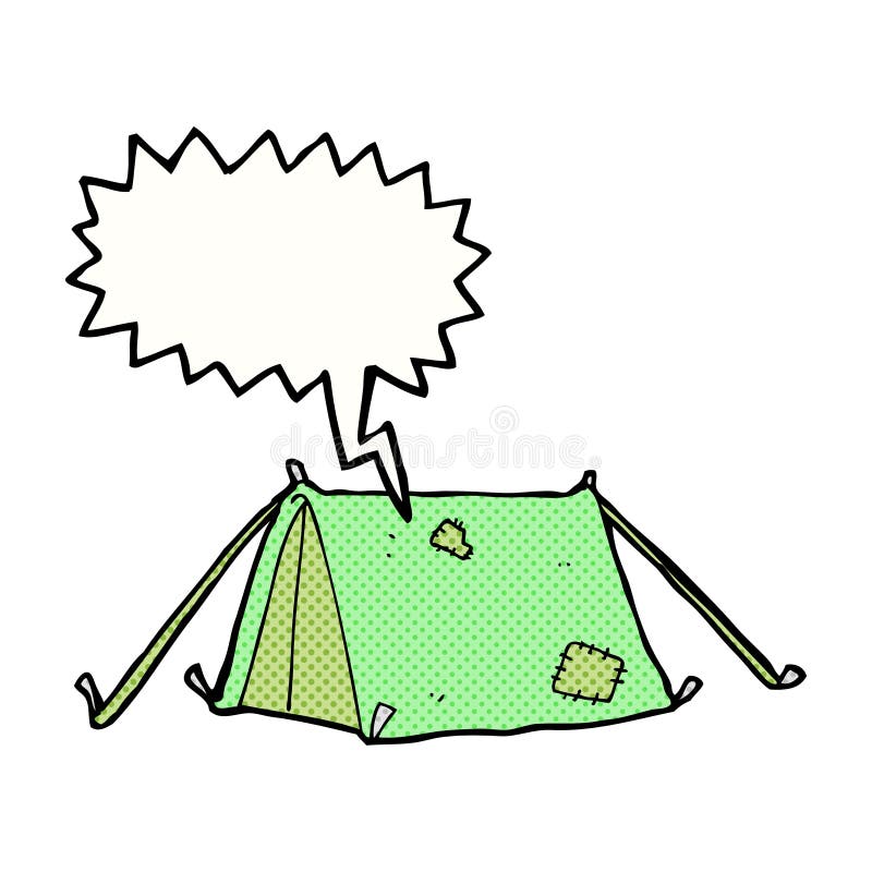 cartoon traditional tent with speech bubble